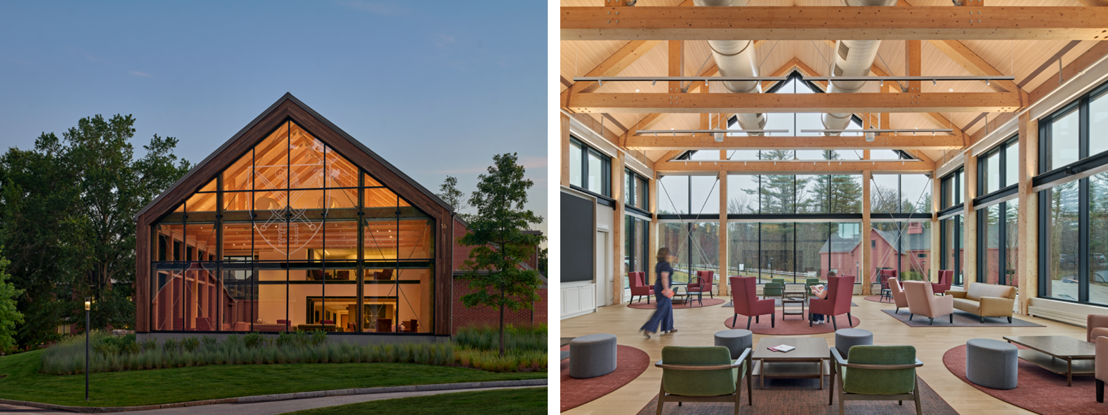 Floor plan and project photography of St. Paul’s School Fleischner Family Admissions Center